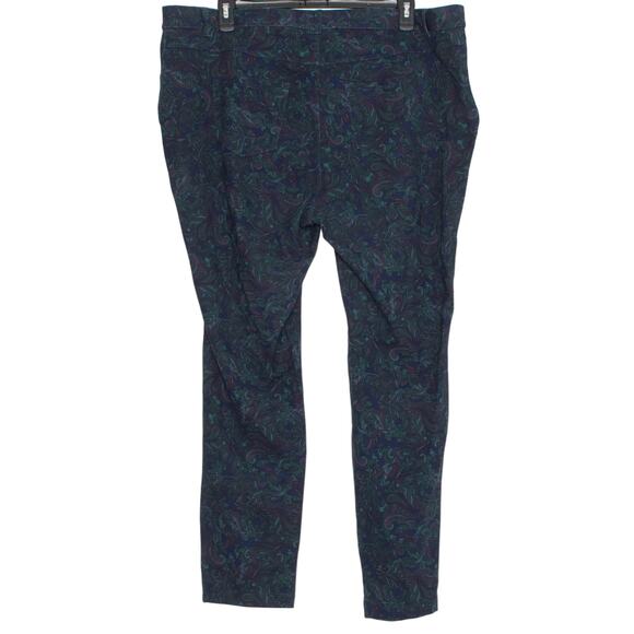 Roamans Pants Paisley Dark Floral Cottage Boho Retro Preppy Academia Artsy 24W - Picture 3 of 3